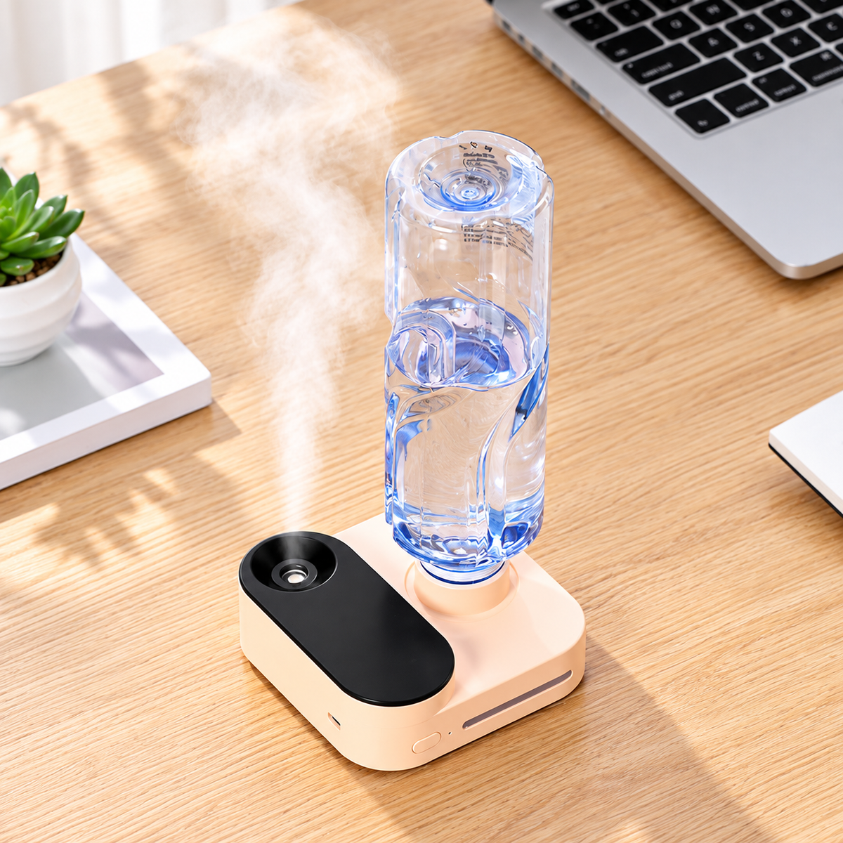 USB充電式ミニ加湿器：持ち運べる、パーソナル空間の潤い。