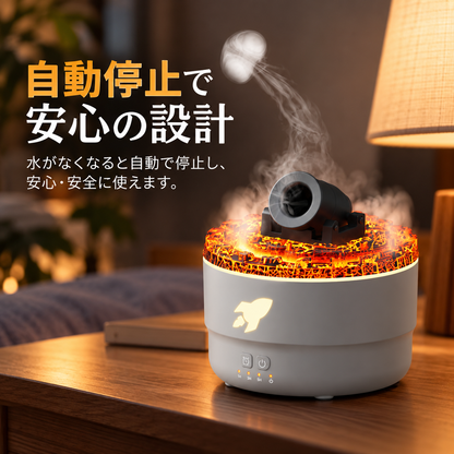 7色のLEDライト付き 火山型アロマ加湿器