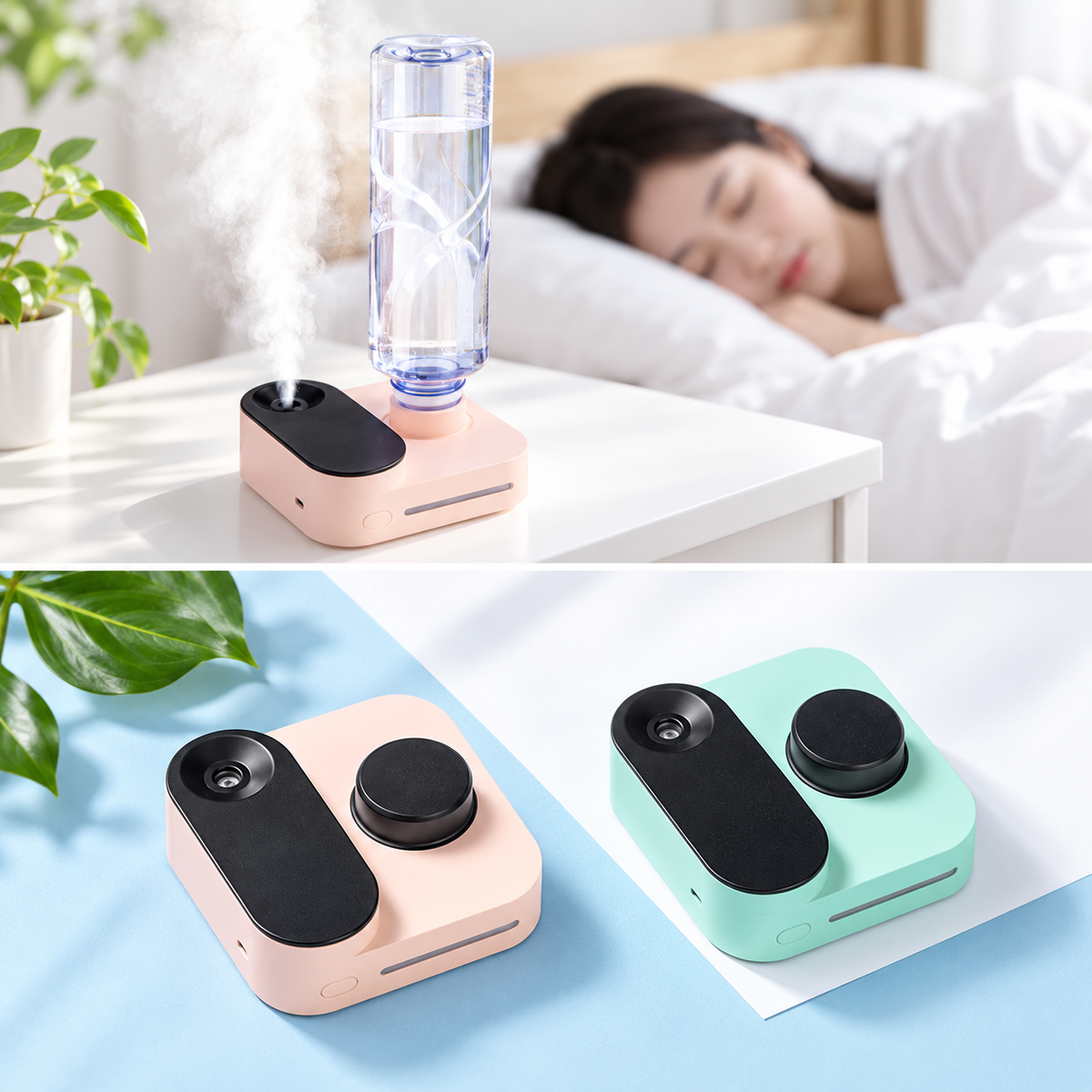 USB充電式ミニ加湿器：持ち運べる、パーソナル空間の潤い。