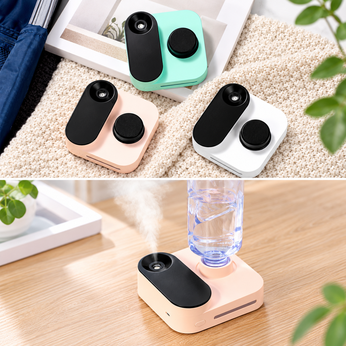 USB充電式ミニ加湿器：持ち運べる、パーソナル空間の潤い。