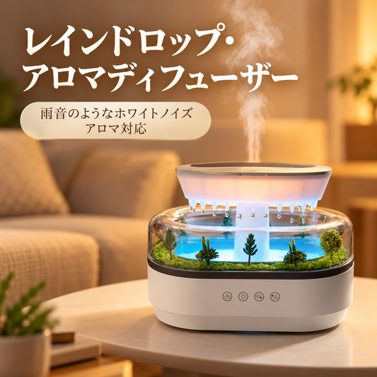 raindrop アロマ加湿器：7色照明で日常を彩る、上質なリラックスタイム